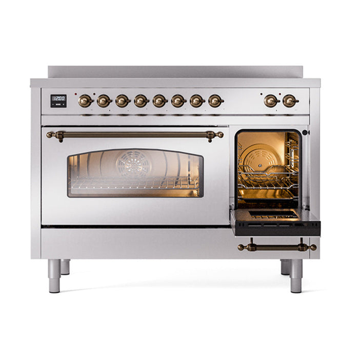 ILVE 48" Nostalgie II Electric Double Oven Range with 6 Elements, Triple Glass Cool Door  - UPI486NMP