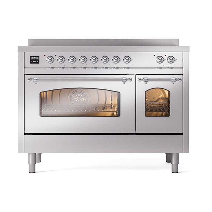 ILVE 48" Nostalgie II Electric Double Oven Range with 6 Elements, Triple Glass Cool Door  - UPI486NMP