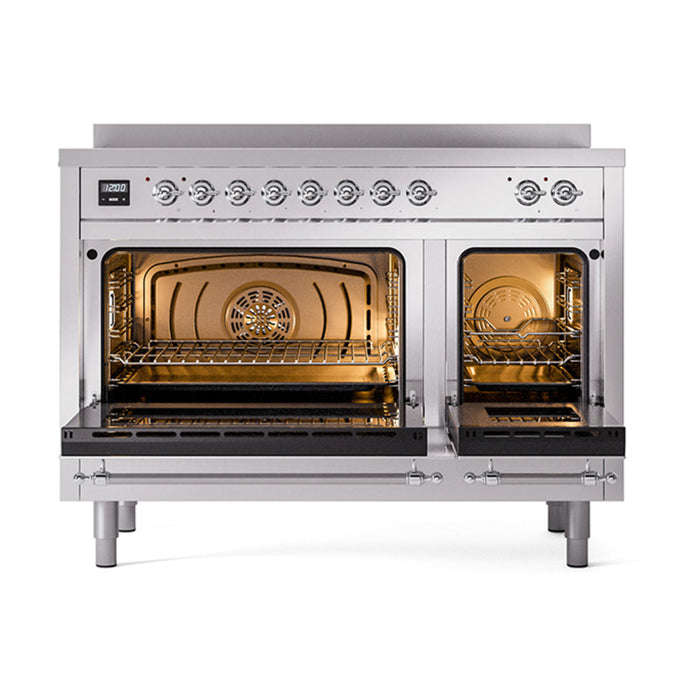 ILVE 48" Nostalgie II Electric Double Oven Range with 6 Elements, Triple Glass Cool Door  - UPI486NMP