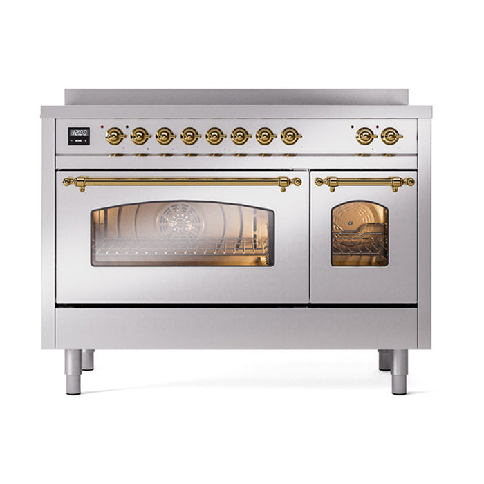 ILVE 48" Nostalgie II Electric Double Oven Range with 6 Elements, Triple Glass Cool Door  - UPI486NMP