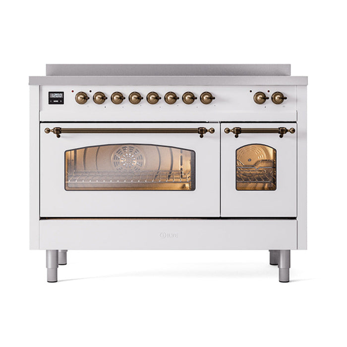 ILVE 48" Nostalgie II Electric Double Oven Range with 6 Elements, Triple Glass Cool Door  - UPI486NMP