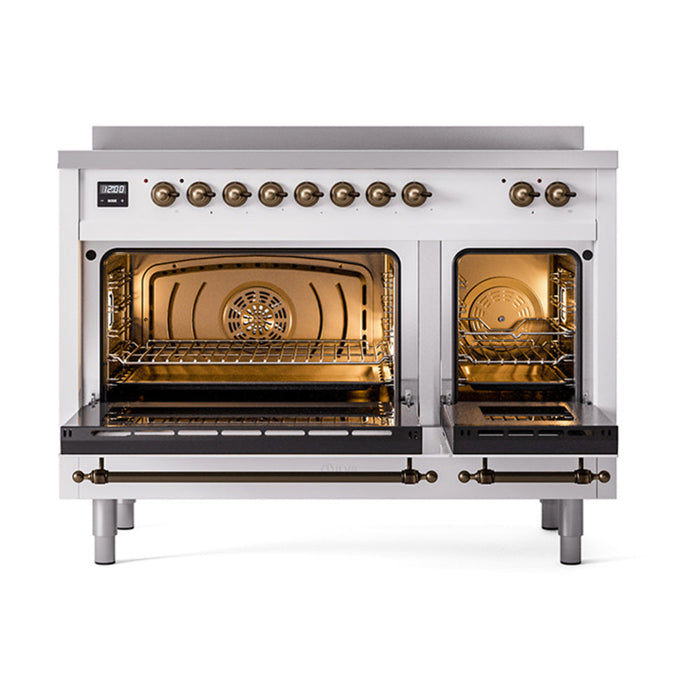 ILVE 48" Nostalgie II Electric Double Oven Range with 6 Elements, Triple Glass Cool Door  - UPI486NMP