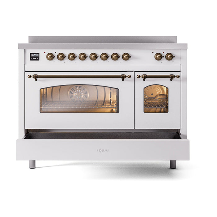 ILVE 48" Nostalgie II Electric Double Oven Range with 6 Elements, Triple Glass Cool Door  - UPI486NMP