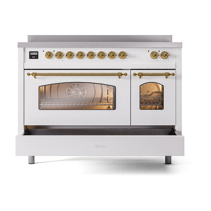 ILVE 48" Nostalgie II Electric Double Oven Range with 6 Elements, Triple Glass Cool Door  - UPI486NMP