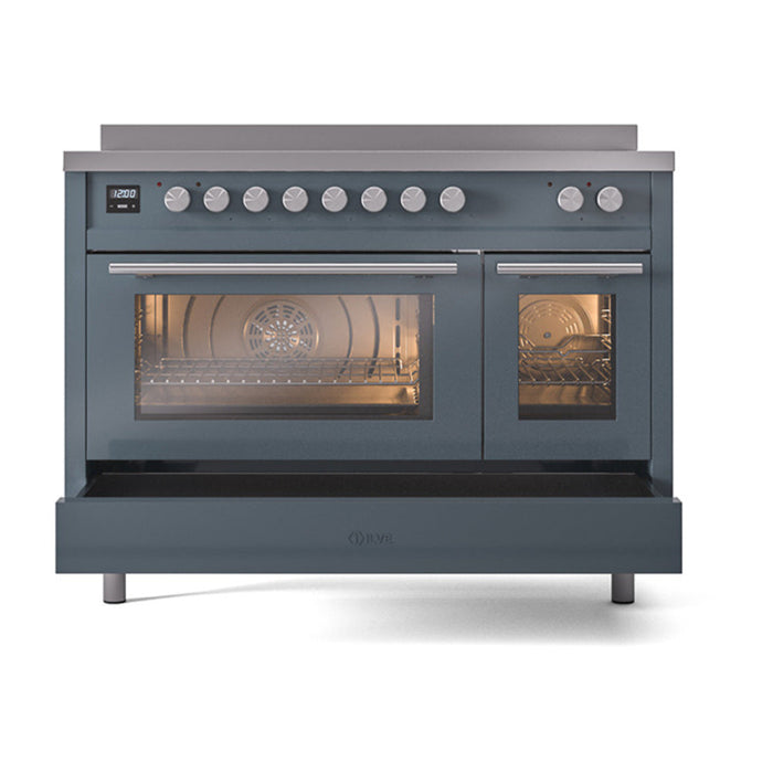 ILVE 48" Professional Plus II Induction Range with 8 Elements, Triple Glass Cool Door, Convection Oven - UPI486WMP