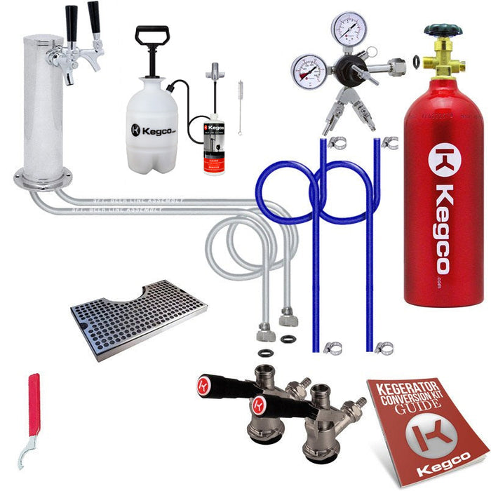 Ultimate Dual Tap Tower Kegerator Conversion Kit with 5 lb. CO2 Tank