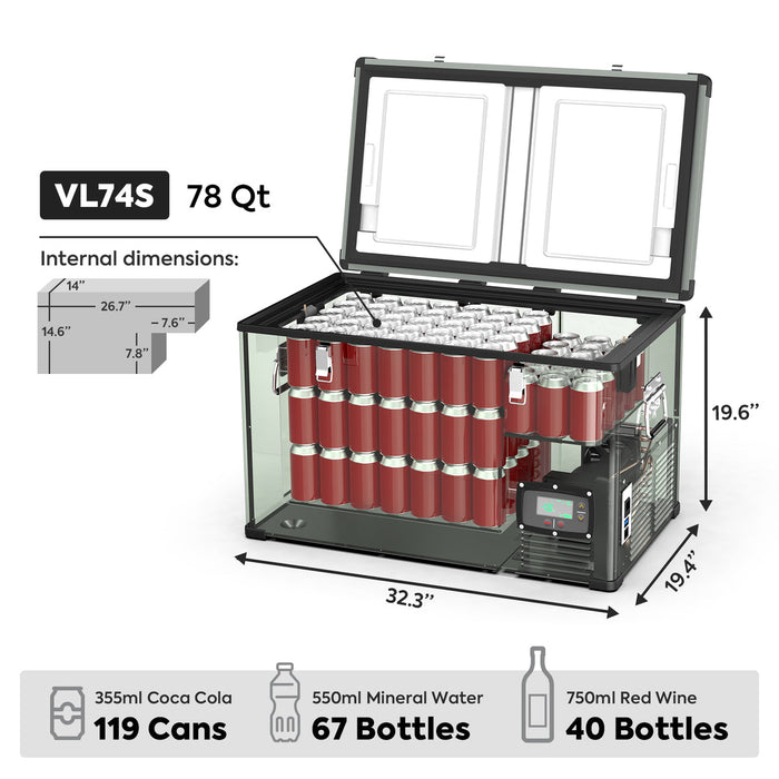 VL74 Single Zone Portable Freezer 12v | ICECO | 74 LT