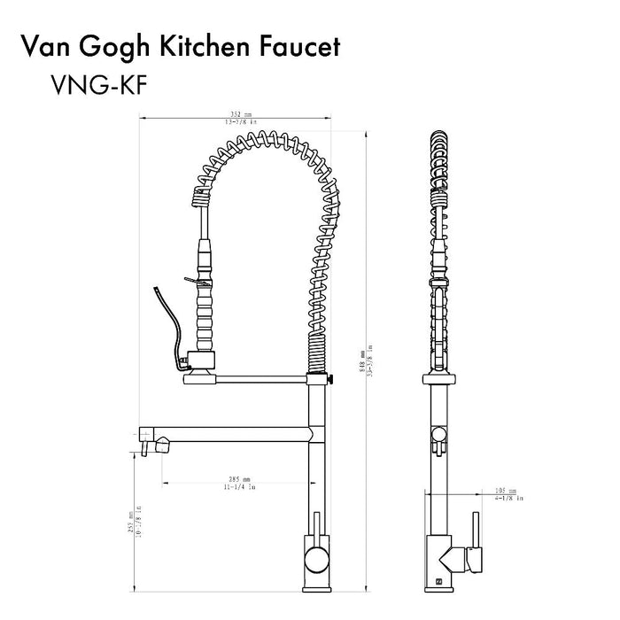 ZLINE Van Gogh Pull Down Spring Kitchen Faucet with Pot Filler in Matte Black (VNG-KF-MB)