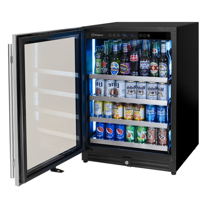 24" Wide Stainless Steel Left Hinge Beverage Center