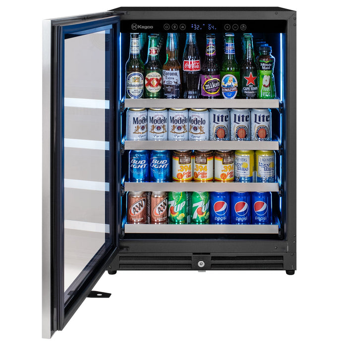 24" Wide Stainless Steel Left Hinge Beverage Center