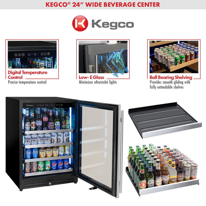 24" Wide Stainless Steel Right Hinge Beverage Center