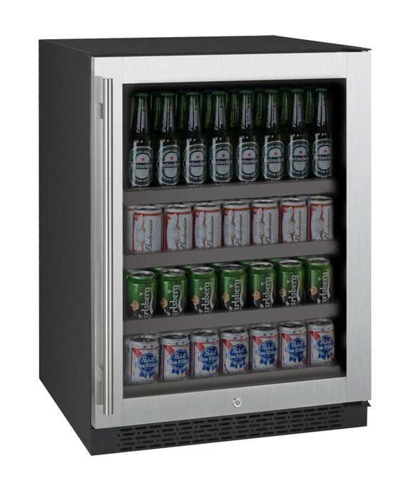 24" Wide FlexCount II Tru-Vino Stainless Steel Right Hinge Beverage Center