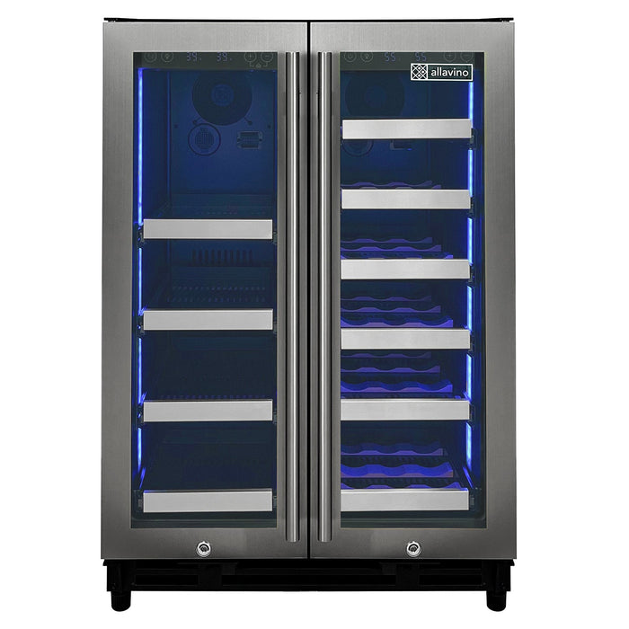 Reserva Series 24" Wide Two Door Stainless Steel Wine Refrigerator/Beverage Center