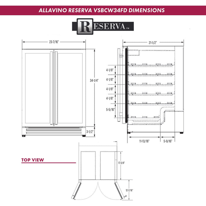 Reserva Series 24" Wide Two Door Stainless Steel Wine Refrigerator/Beverage Center