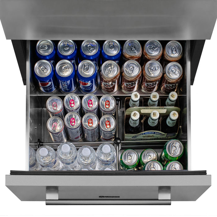 24" Wide Built-In Stainless Steel Two-Drawer Refrigerator