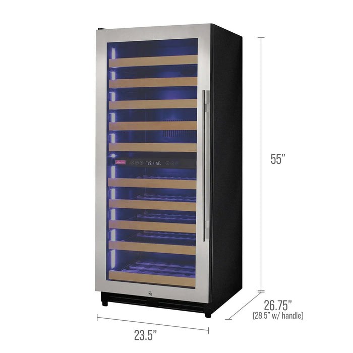 Reserva Series 119 Bottle 55" Tall Dual Zone Left Hinge Stainless Steel Wine Refrigerator