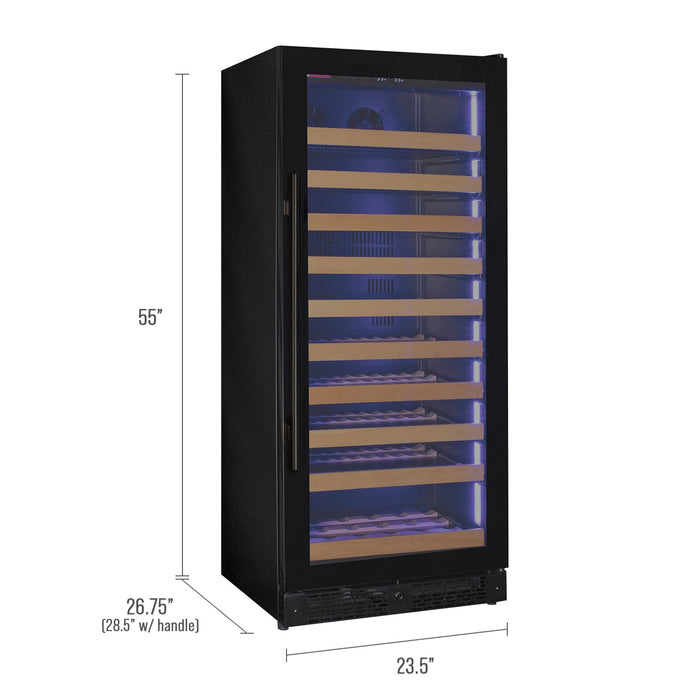 Reserva Series 119 Bottle 55" Tall Single Zone Right Hinge Black Glass Wine Refrigerator