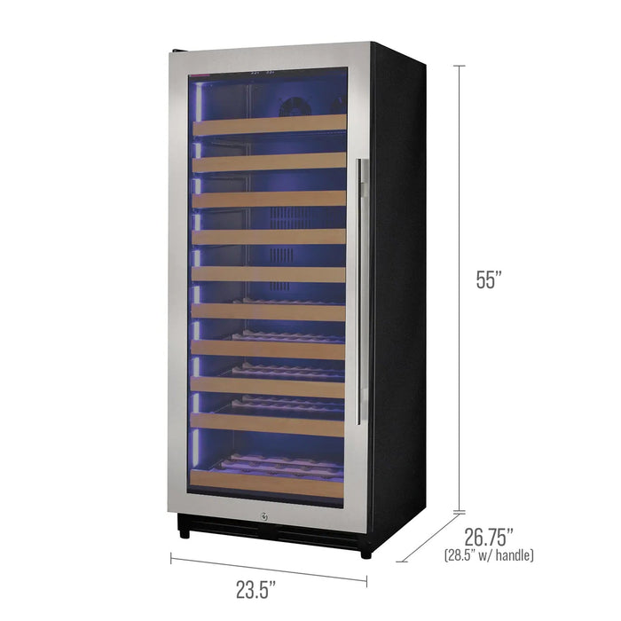 Reserva Series 119 Bottle 55" Tall Single Zone Left Hinge Stainless Steel Wine Refrigerator