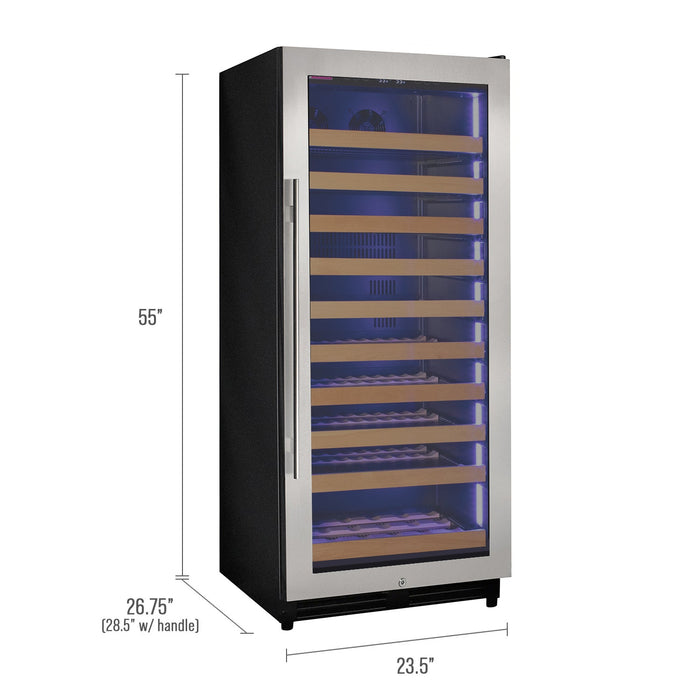 Reserva Series 119 Bottle 55" Tall Single Zone Right Hinge Stainless Steel Wine Refrigerator