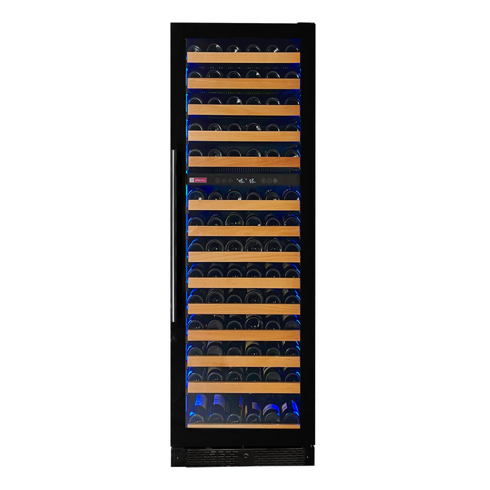 Reserva Series 154 Bottle 71" Tall Dual Zone Right Hinge Black Glass Door Wine Refrigerator