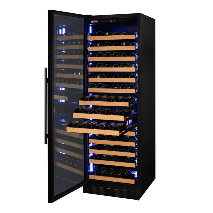 Reserva Series 163 Bottle 71" Tall Single Zone Left Hinge Black Glass Door Wine Refrigerator