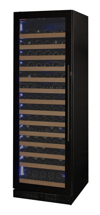 Reserva Series 163 Bottle 71" Tall Single Zone Left Hinge Black Glass Door Wine Refrigerator