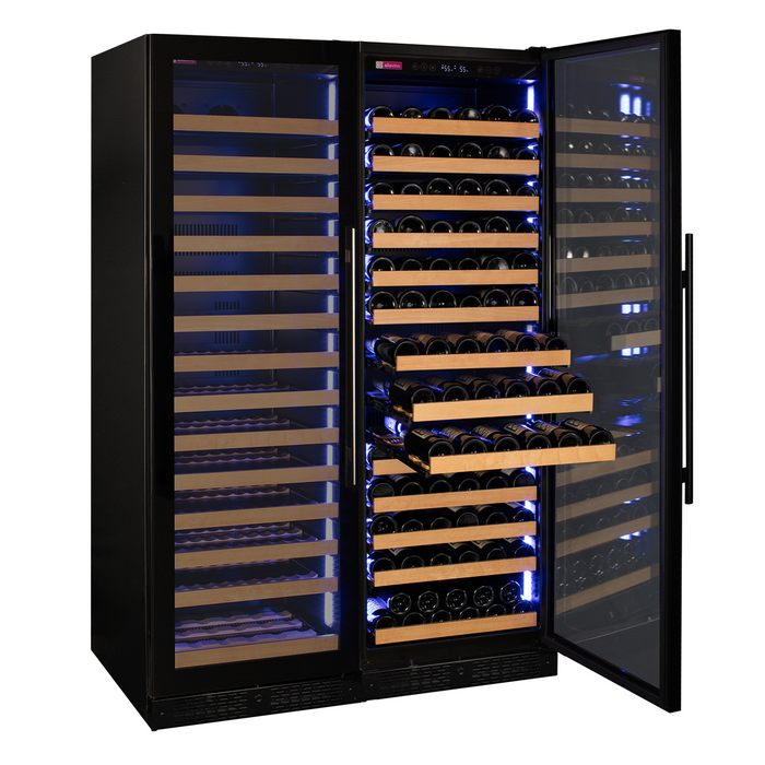 Reserva Series 326 Bottle Tall Dual Zone Tall Side-by-Side Wine Refrigerators with Black Glass Doors