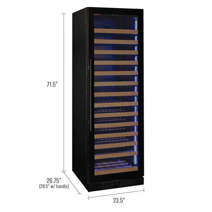 Reserva Series 163 Bottle 71" Tall Single Zone Right Hinge Black Glass Door Wine Refrigerator