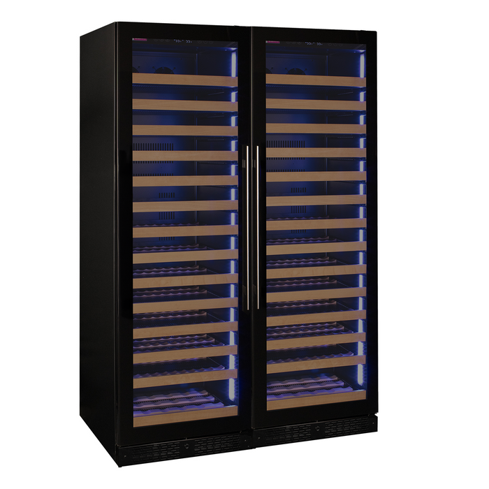 Reserva Series 326 Bottle Tall Dual Zone Tall Side-by-Side Wine Refrigerators with Black Glass Doors