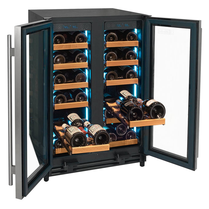 Reserva Series 36 Bottle Dual Zone Wine Refrigerator with Stainless Steel French Doors