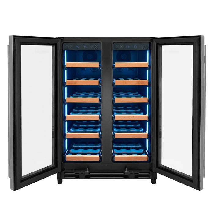 Reserva Series 36 Bottle Dual Zone Wine Refrigerator with Stainless Steel French Doors