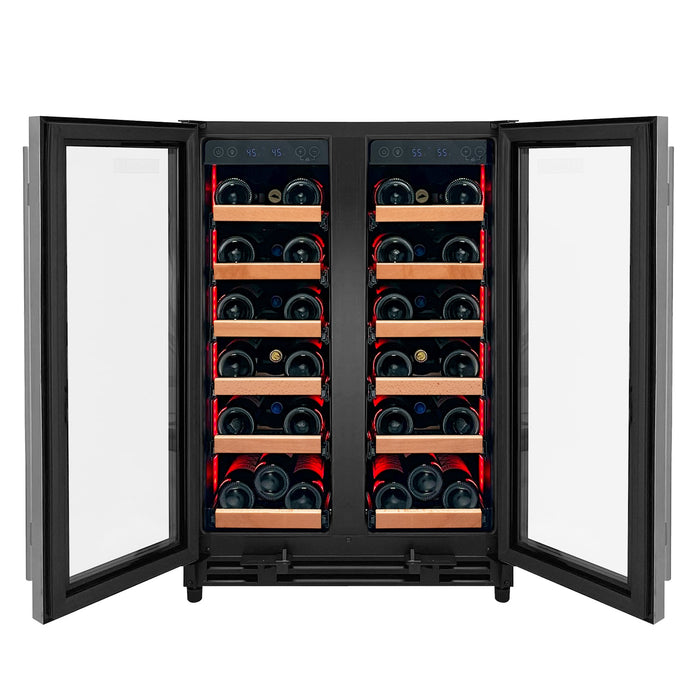 Reserva Series 36 Bottle Dual Zone Wine Refrigerator with Stainless Steel French Doors