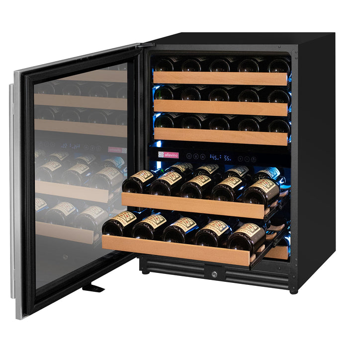 Reserva Series - 56 Bottle Dual Zone Built-in Luxury Wine Refrigerator with Stainless Steel Door - Left Hinge