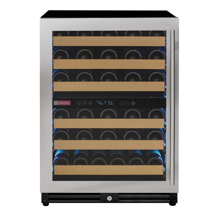 Reserva Series - 56 Bottle Dual Zone Built-in Luxury Wine Refrigerator with Stainless Steel Door - Left Hinge