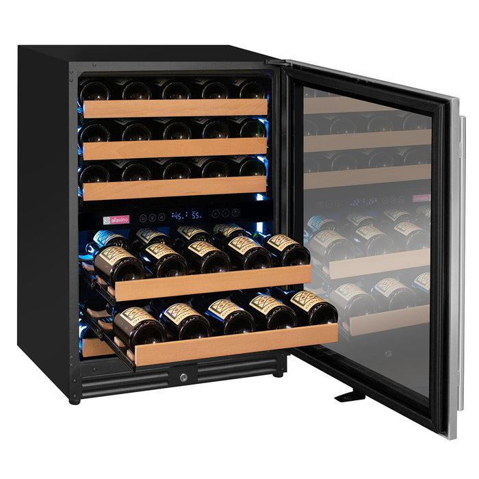 Reserva Series - 56 Bottle Dual Zone Built-in Luxury Wine Refrigerator with Stainless Steel Door - Right Hinge