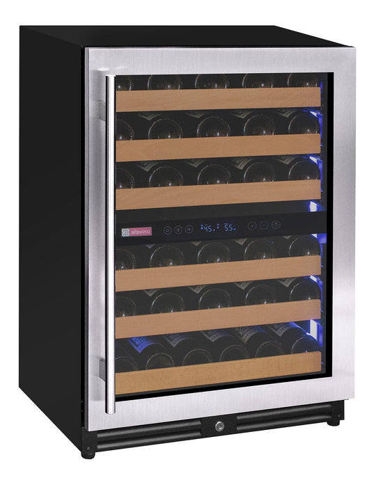 Reserva Series - 56 Bottle Dual Zone Built-in Luxury Wine Refrigerator with Stainless Steel Door - Right Hinge