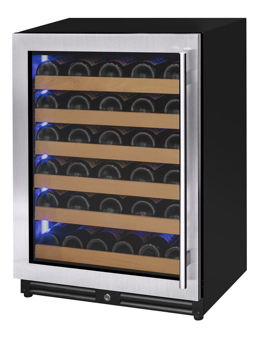 Reserva Series - 56 Bottle Single Zone Built-in Luxury Wine Refrigerator with Stainless Steel Door - Left Hinge