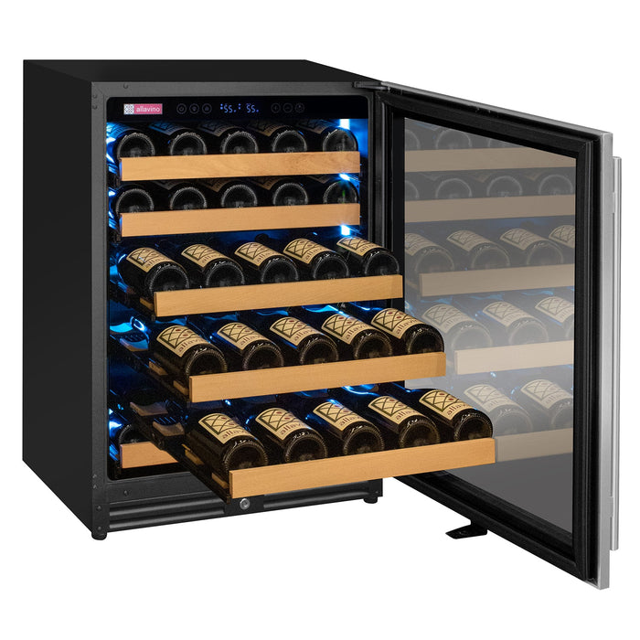 Reserva Series - 56 Bottle Single Zone Built-in Luxury Wine Refrigerator with Stainless Steel Door - Right Hinge