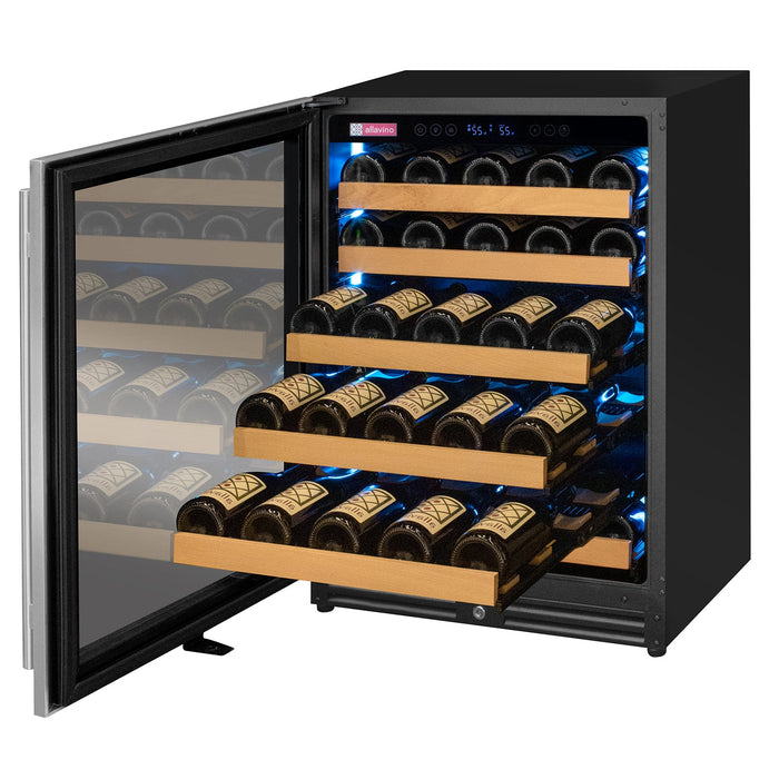 Reserva Series - 56 Bottle Single Zone Built-in Luxury Wine Refrigerator with Stainless Steel Door - Left Hinge