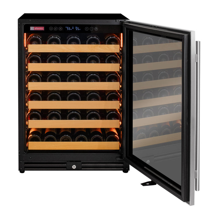 Reserva Series - 56 Bottle Single Zone Built-in Luxury Wine Refrigerator with Stainless Steel Door - Right Hinge