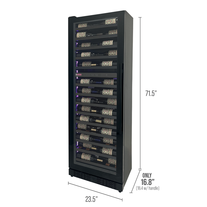 Reserva Series 67 Bottle 71" Tall Single Zone Left Hinge Black Shallow Wine Refrigerator Console