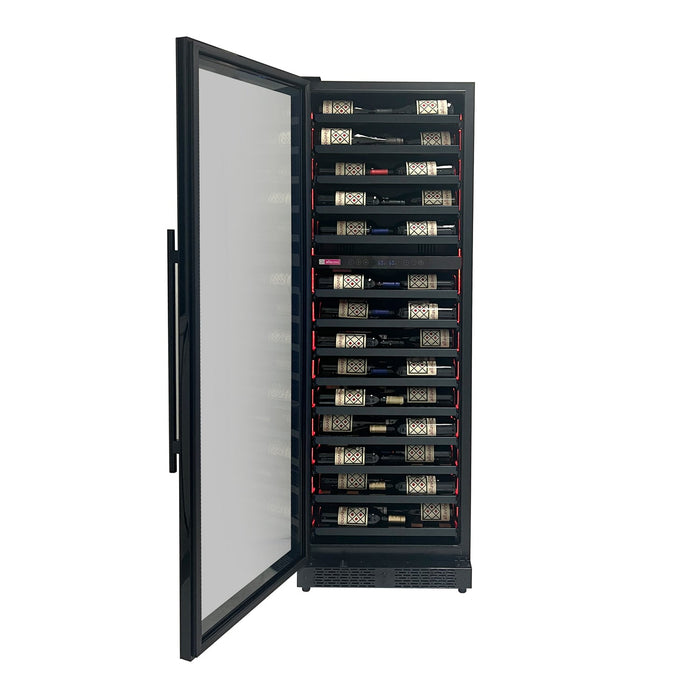 Reserva Series 67 Bottle 71" Tall Dual Zone Left Hinge Black Shallow Wine Refrigerator Console