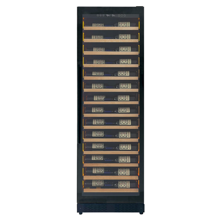 Reserva Series 67 Bottle 71" Tall Single Zone Right Hinge Black Shallow Wine Refrigerator with Wood Front Shelves