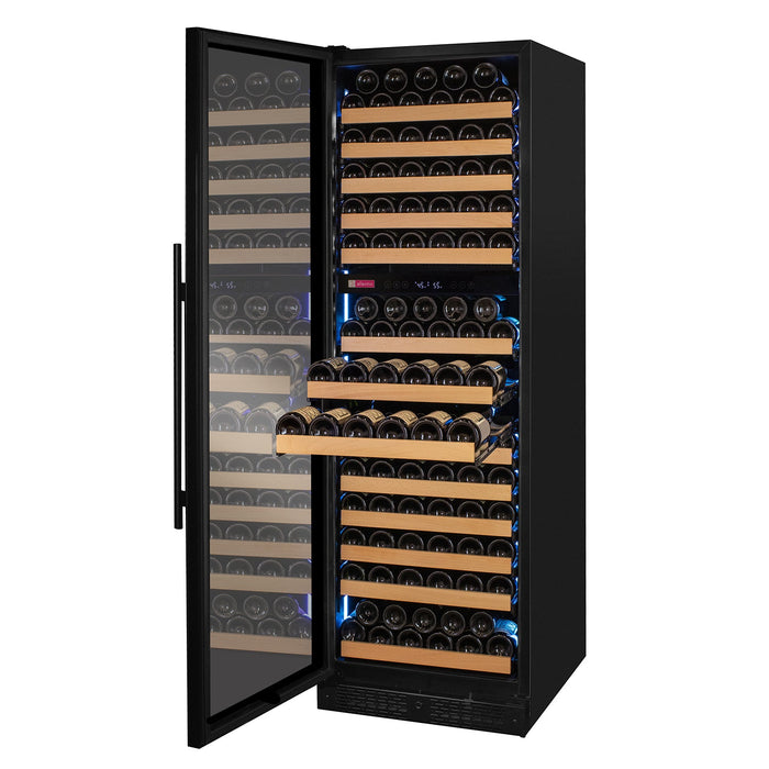 Reserva Series 172 Bottle Dual Zone Built-in Wine Refrigerator with Black Glass Door - Left Hinge