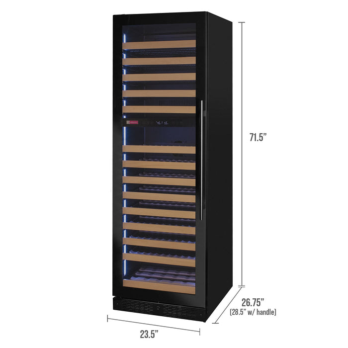 Reserva Series 172 Bottle Dual Zone Built-in Wine Refrigerator with Black Glass Door - Left Hinge