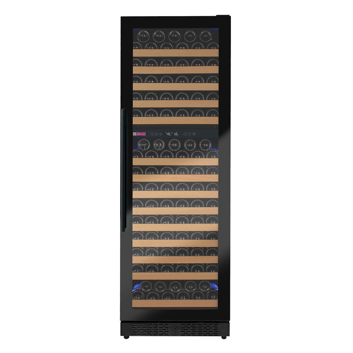 Reserva Series 172 Bottle Dual Zone Built-in Wine Refrigerator with Black Glass Door - Right Hinge