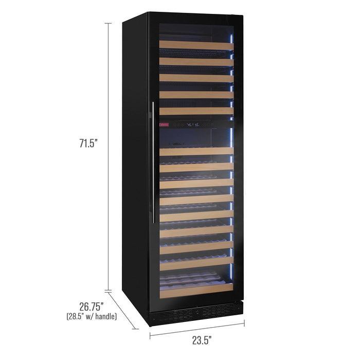 Reserva Series 172 Bottle Dual Zone Built-in Wine Refrigerator with Black Glass Door - Right Hinge