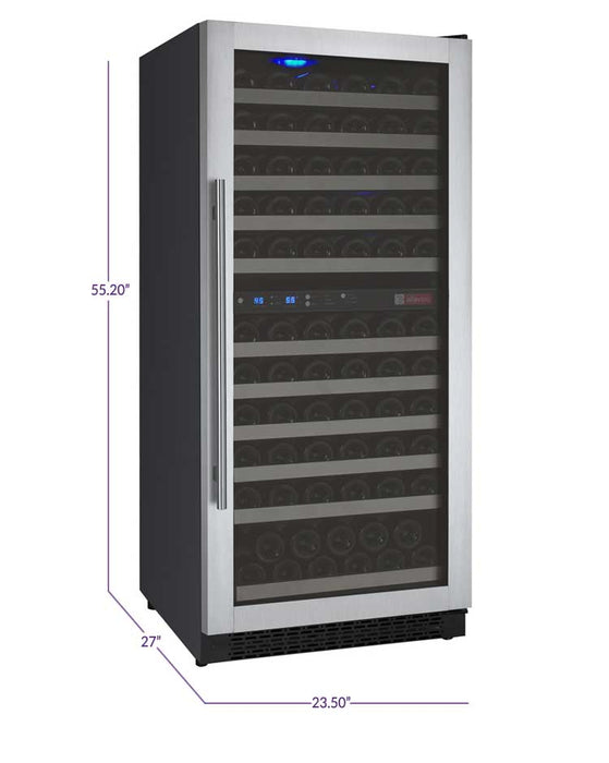 24" Wide FlexCount II Tru-Vino 121 Bottle Dual Zone Stainless Steel Right Hinge Wine Refrigerator