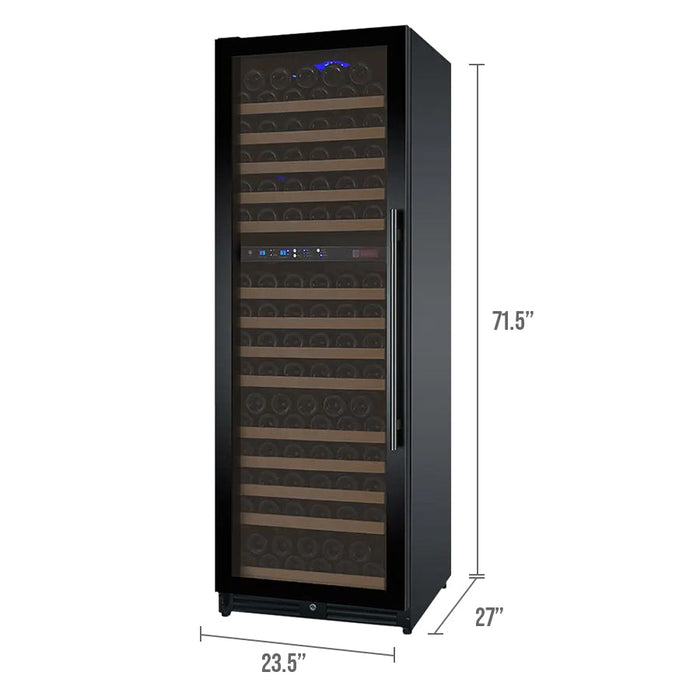 24" Wide FlexCount II Tru-Vino 172 Bottle Dual Zone Black Left Hinge Wine Refrigerator