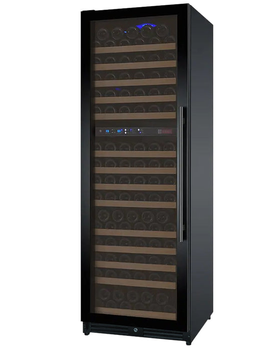 24" Wide FlexCount II Tru-Vino 172 Bottle Dual Zone Black Left Hinge Wine Refrigerator